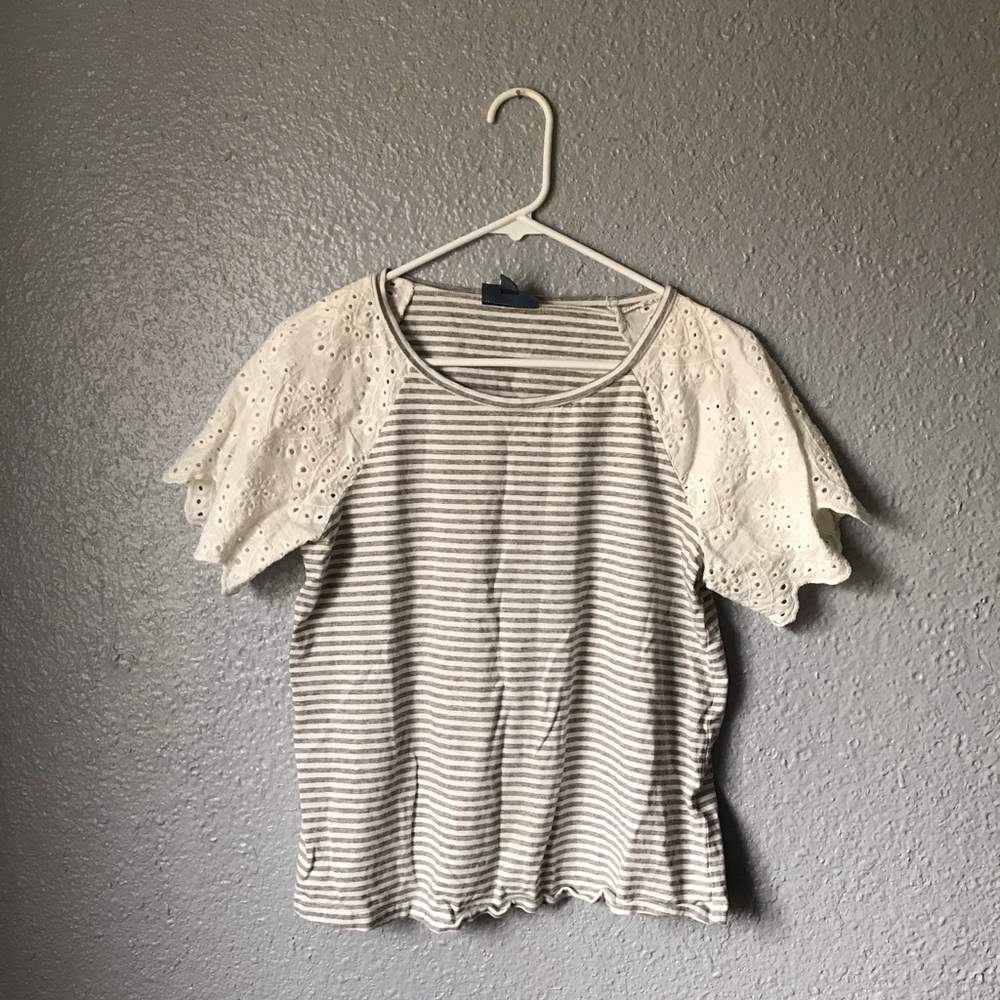 Modcloth Striped Top with Eyelet Sleeves